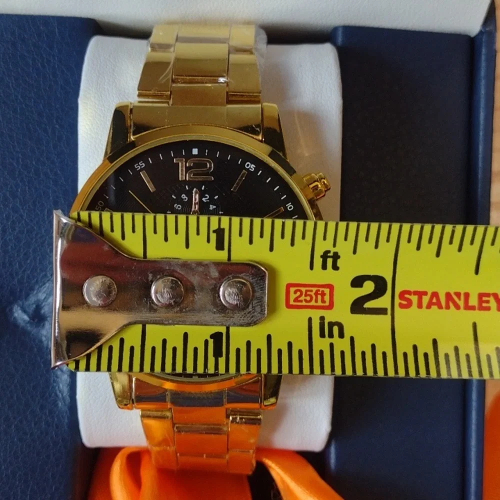 Henry's Watches New Luxury Business Mens Watch Stainless Steel Gold and Black
